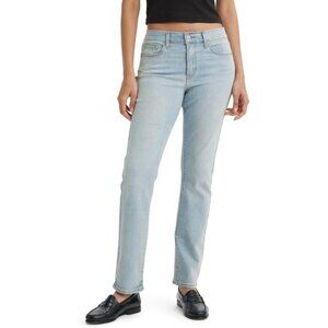 Women's Straight Jeans Cotton Blend Mid Rise Zipper Closure Casual
